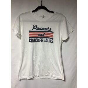Peanuts and Cracker Jacks Graphic‎ T-Shirt Medium Baseball Game Day Tee